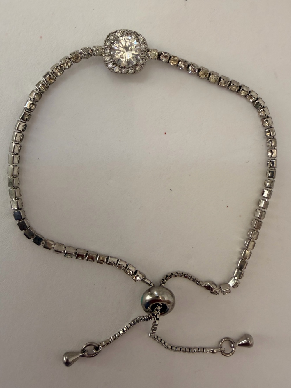 Silver Tennis Bracelet with Pavé Round Accent - Women Jewelry